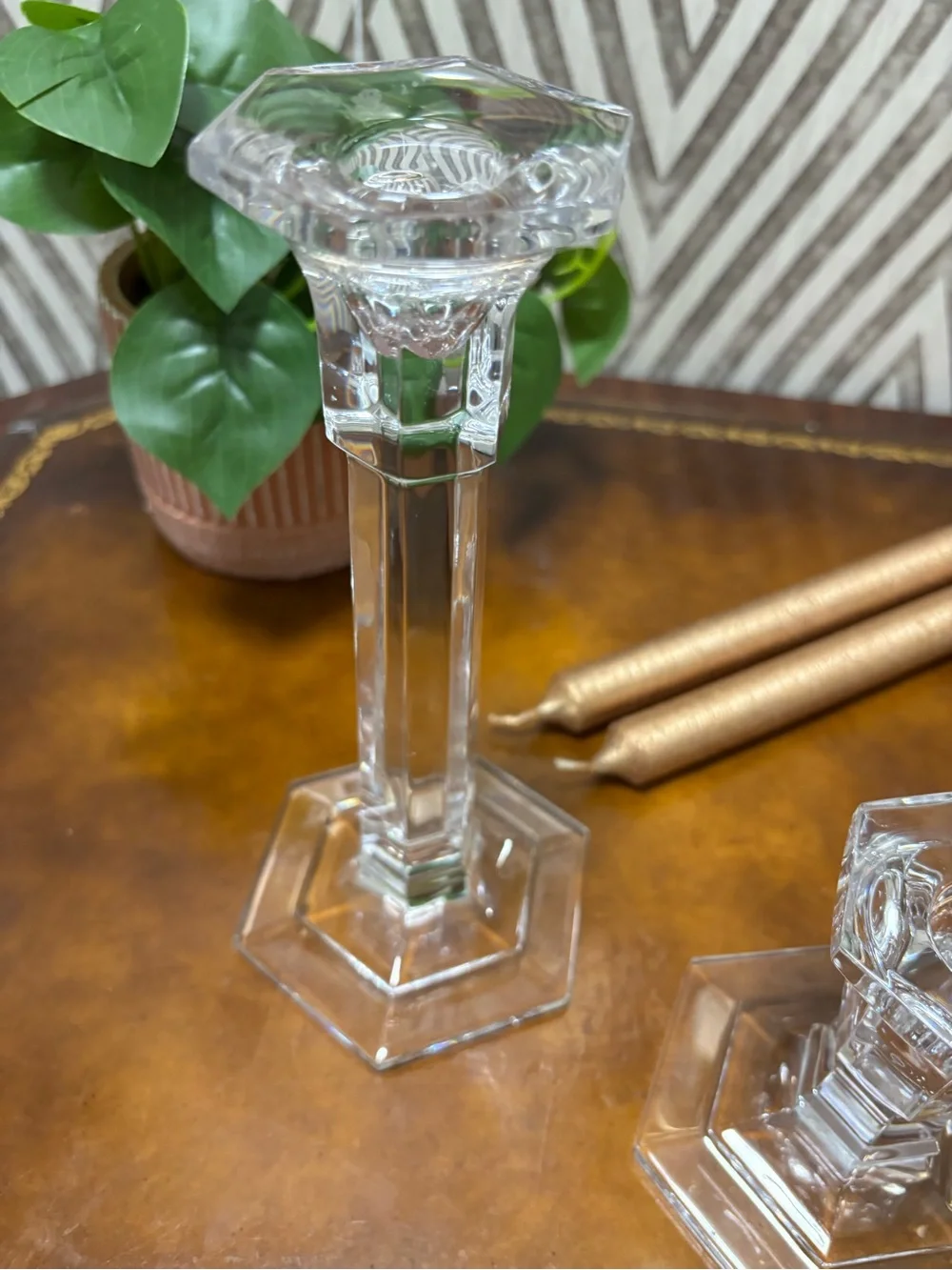 Two beautiful crystal glass Miller Rogaska candle sticks